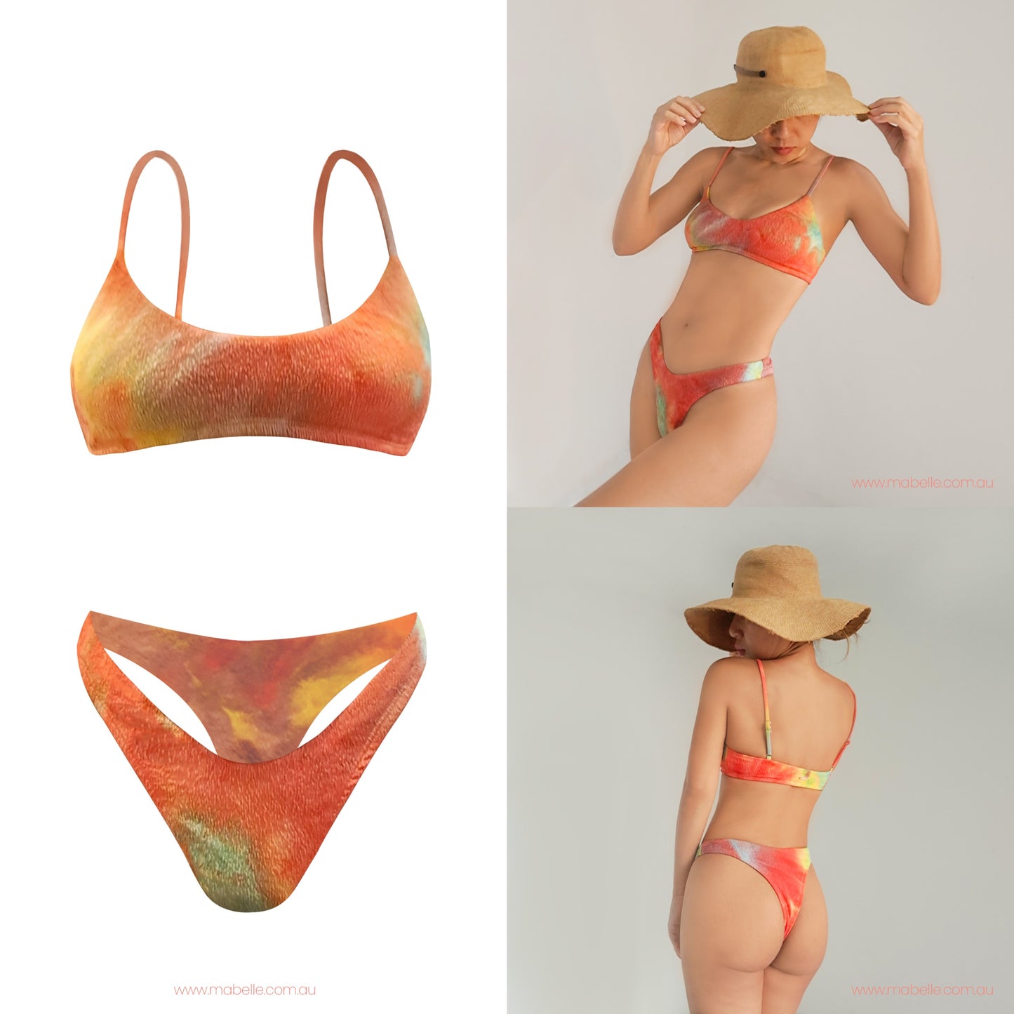 Top & Bottom Set Brazilian High Cut Tied Dye $69